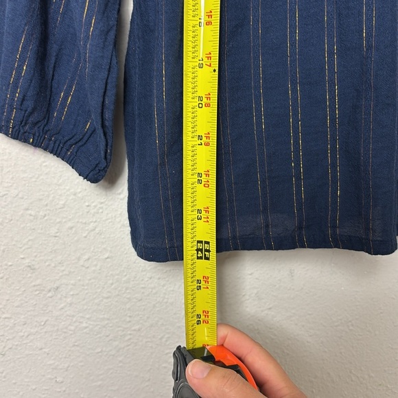 Maeve x Anthropologie Reston Blouse Dark Navy Blue with metallic details size XS - Picture 11 of 13